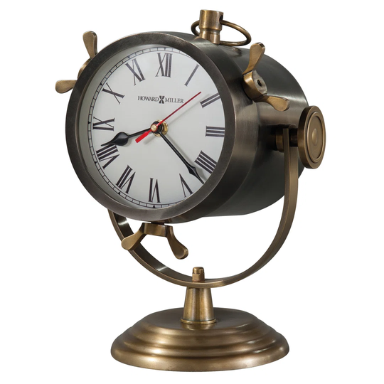 Vernazza Traditional Analog Metal Quartz Tabletop Clock in Antique Nickel/Brass