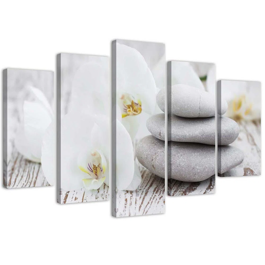 Canvas Print Orchid Zen Spa Stones