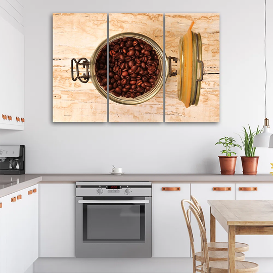 Canvas Print Coffee Bean Wood