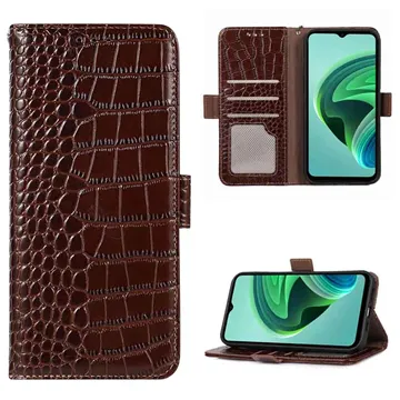 Crocodile Series Xiaomi Redmi 10 5G/Note 11E Wallet Leather Case - Brown