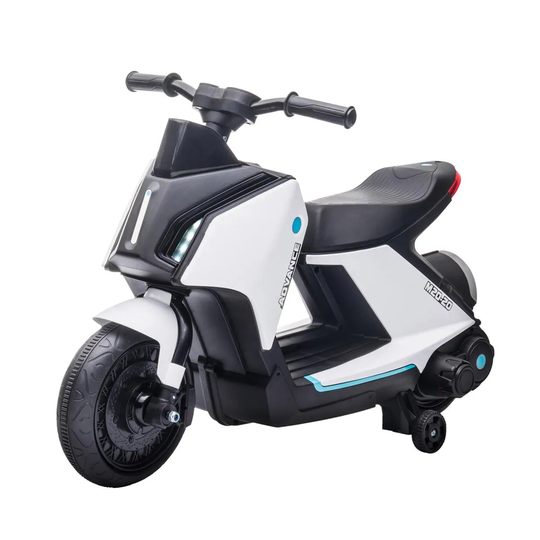 Reiten Kids Electric Motorcycle Ride-On Toy with 6V Battery Power - White