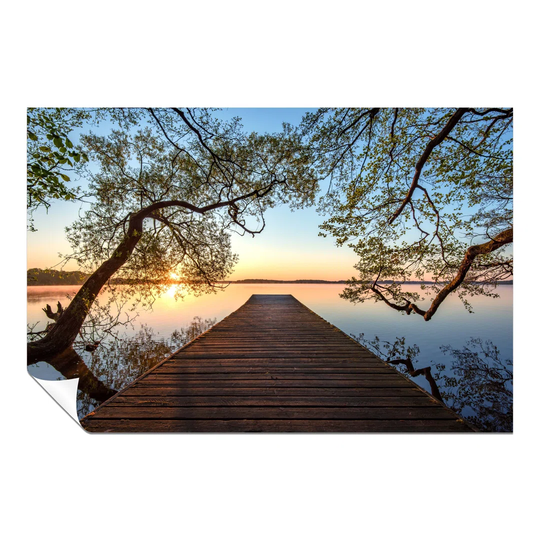Panther Print Fine Art Prints Beautiful Sunrise On Lake With A Bridge Artistic Unframed Poster, Pictures For Home Walls, Bedroom, Living Room & Bathro