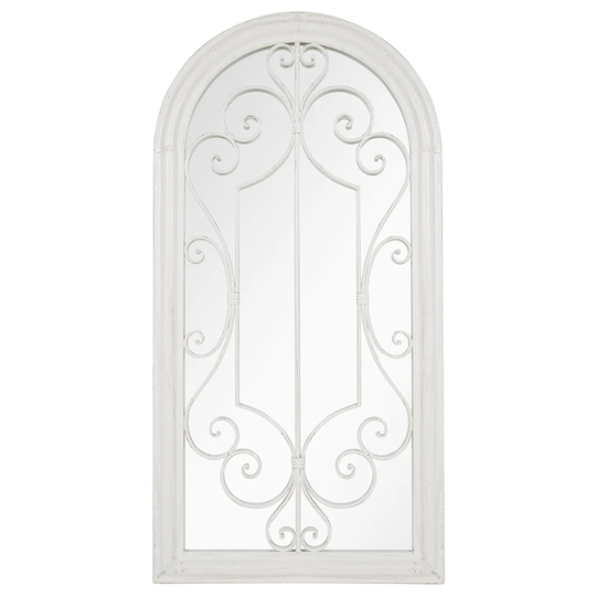 La Hacienda Scrolled Arch Outdoor Mirror - Antique White