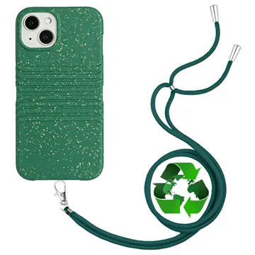 String Series iPhone 14 Biodegradable Case with Strap - Army Green