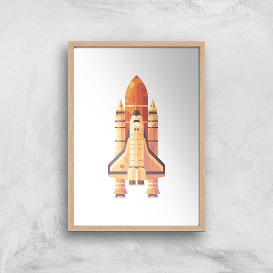 Rocket Art Print - A3 - Wooden Frame