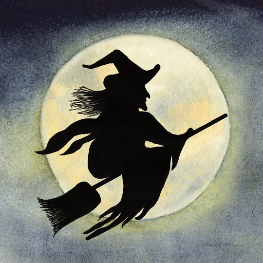Haunting Halloween Night Witch by Kathleen Parr McKenna - Wrapped Canvas Painting