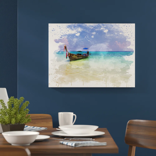 'Longboat Boat in Thailand Seascape' Graphic Art Print Poster