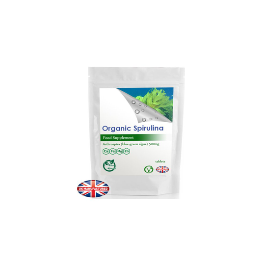 Organic Spirulina (120 Tablets) Natural Food Algae, Minerals, Protein