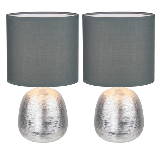 Ribeiro 40Cm Silver Glaze Table Lamp Set