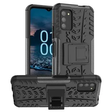 Anti-Slip Nokia G100 Hybrid Case with Stand - Black