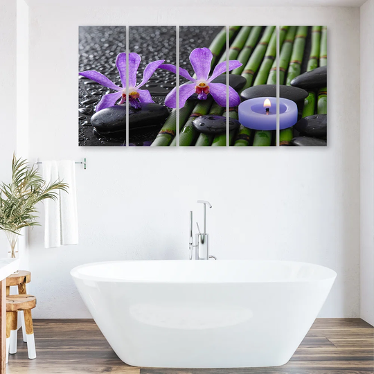 Canvas Print Bamboo Zen Flower Candle