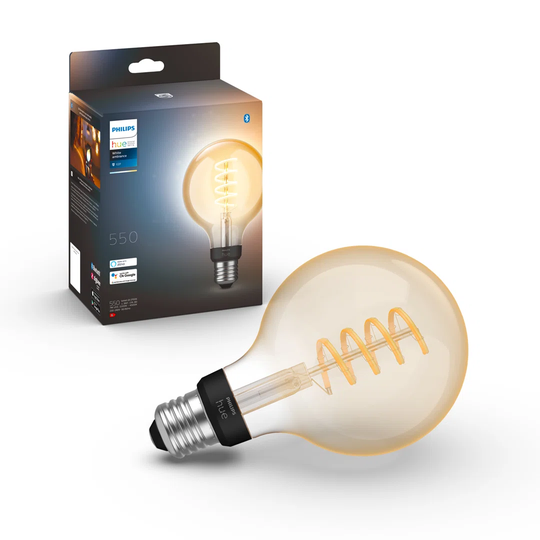 Philips Hue White Ambiance Filament Single Smart LED Globe E27 with Bluetooth - 550 Lumen