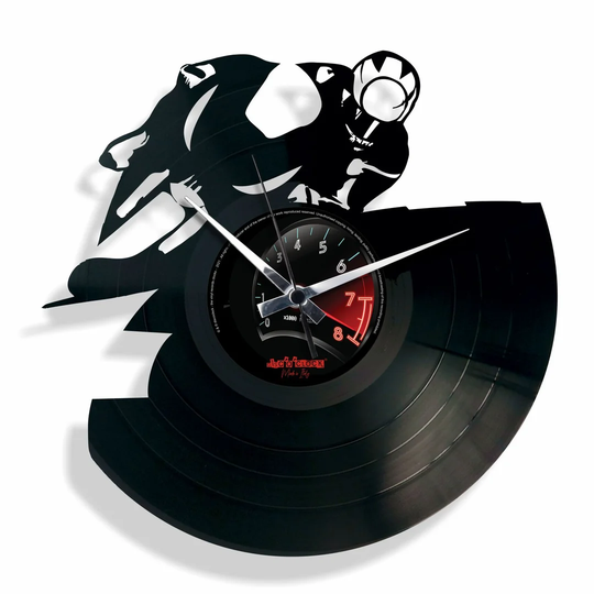 Full Throttle Race Motorcycle Vinyl 30cm Silent Wall Clock