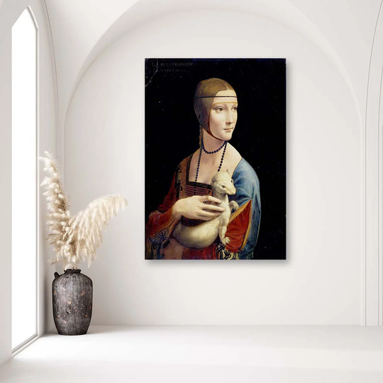 Canvas Print REPRODUCTION The Lady With Hermione - Da Vinci