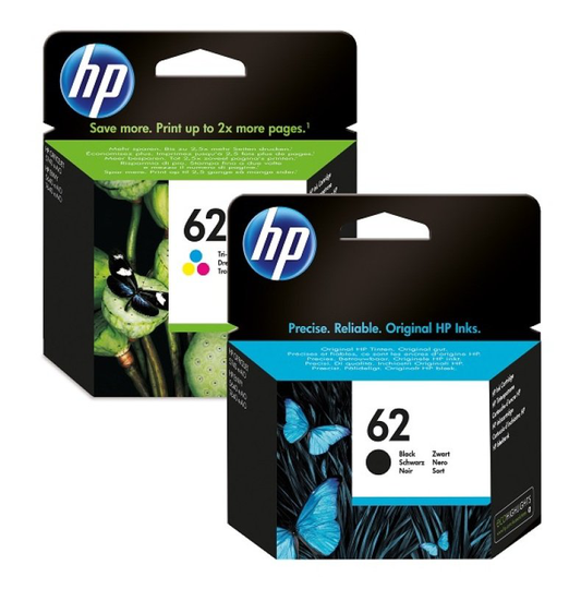 HP 62 Multi-pack 1x Black, 1x Tri-Colour Original Ink Cartridge - Standard Yield 200/165 Pages - N9J71AE