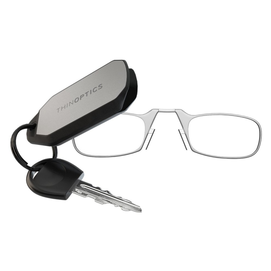 ThinOPTICS Reading Glasses + Keychain Fob | Clear Frames, 1.00 Strength, Lifetime Guarantee