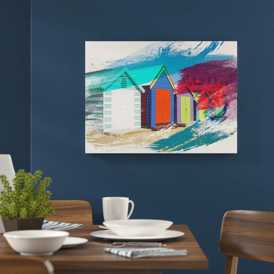 'Colourful Beach Huts in Melbourne Australia' Graphic Art Print Poster
