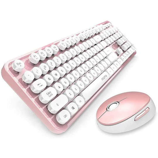 (pink+white) Wireless Keyboard & Mouse Set, Bluetooth Keyboard