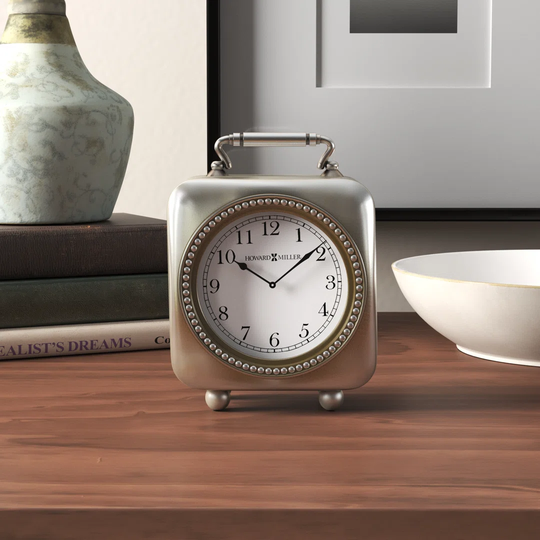 Kegan Cottage Analog Quartz Alarm Tabletop Clock in Antique Pewter