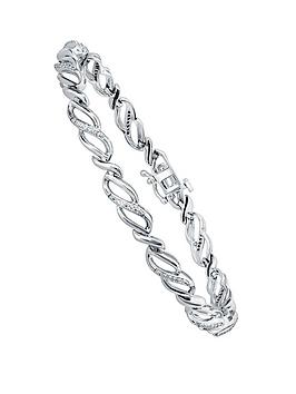 Love Diamond 9Ct White Gold 20 Point Diamond Infinity Detail Bracelet