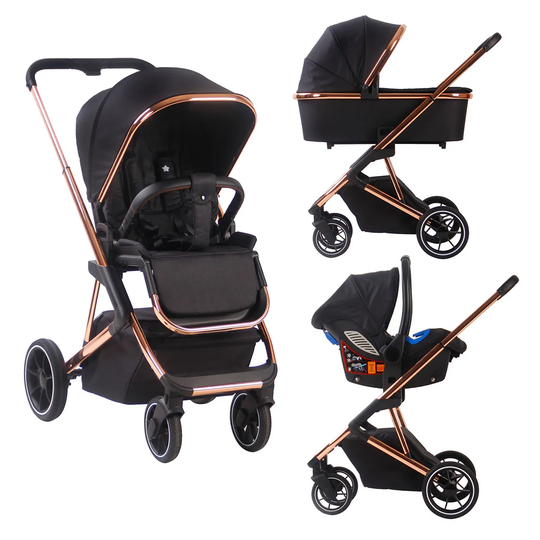 My Babiie Belgravia Travel System - Rose Gold Black