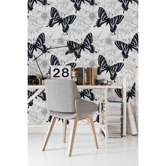 Frayed Retro Butterfly Bright Floral Wallpaper