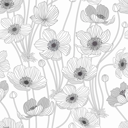 Walllpaper Roll 360X250cm Kitchen Livingroom Bedroom Mural Decoration Wallpaper Material With Print - Poppies Contour