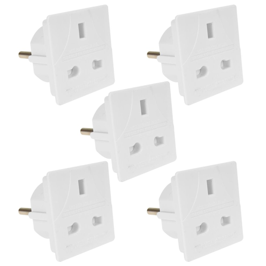 (5 Pack) Travel Adapter Plug UK to EU 2 Pin Holiday Accessory European Power Converter