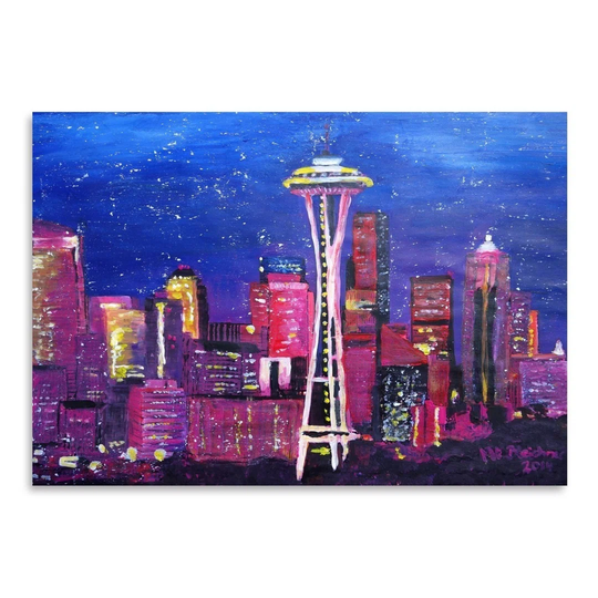 Seattle Stars by M Bleichner - Unframed Painting Print on Paper