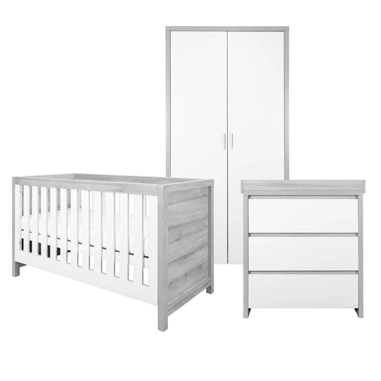Tutti Bambini Modena 3 Piece Room Set - Ash grey and White