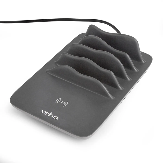 Veho TA-7 4-Port USB Hub with Qi Fast-charging Pad