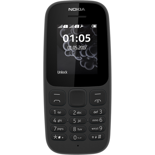(Unlocked, Black) Nokia 105 (2017) Dual Sim | 4MB | 4MB RAM