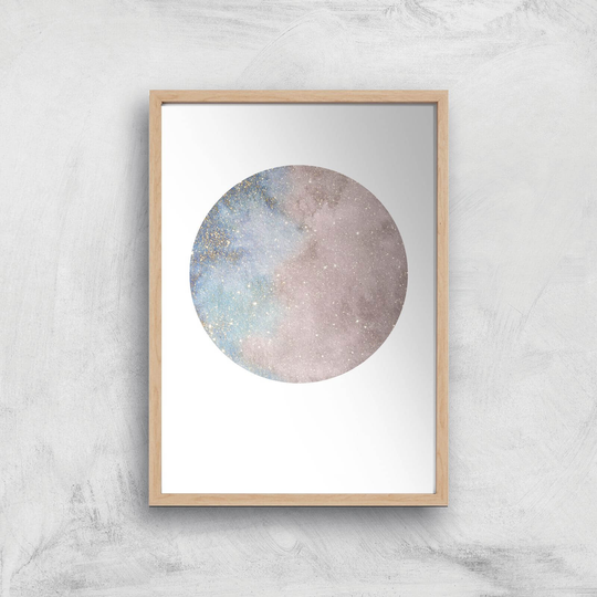 Colourful Moon Art Print - A4 - Wooden Frame