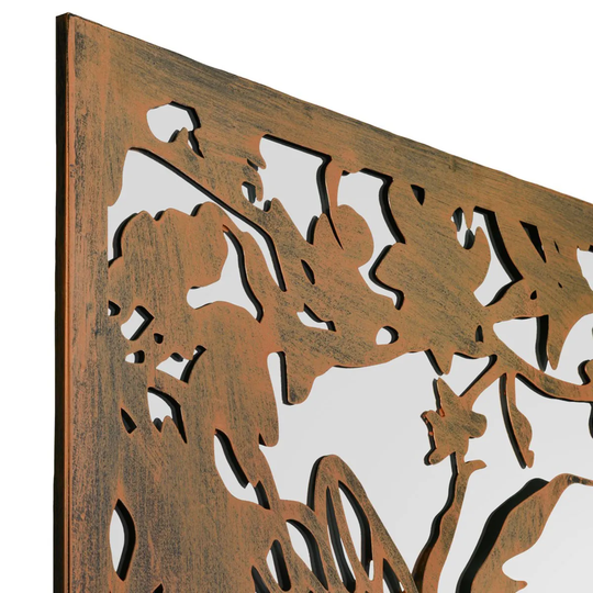 MirrorOutlet Harrogate Portrait Metal Bumblebee Silhouette Rusted Garden Mirror 118cm x 58cm