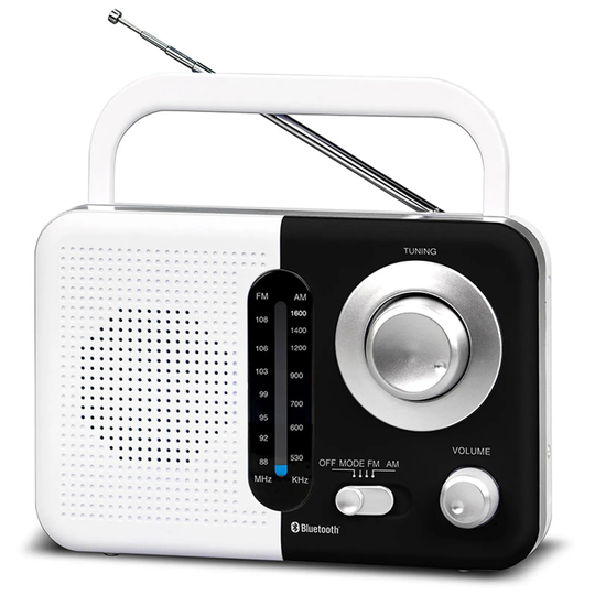 Soundz Bt Usb Sd Ac/Dc Portable Radio With Bluetooth Wh/Bk