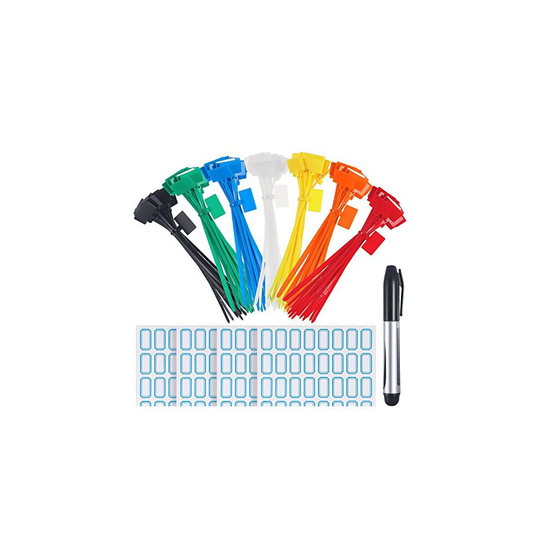 Zhanmai 140 Pieces Zip Ties Nylon cable Ties Marker Ties, Self-Locking cord Power Making Label Mark Tags, 7 colors (140 Pieces, 6 Inch)