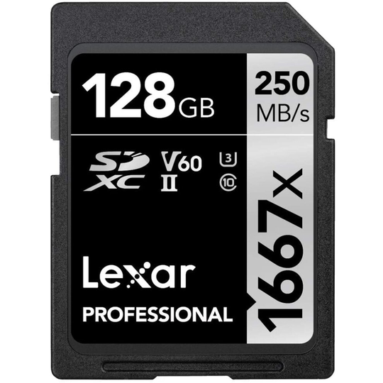 Lexar Professional 1667x 128GB SDXC UHS-II Card, Black