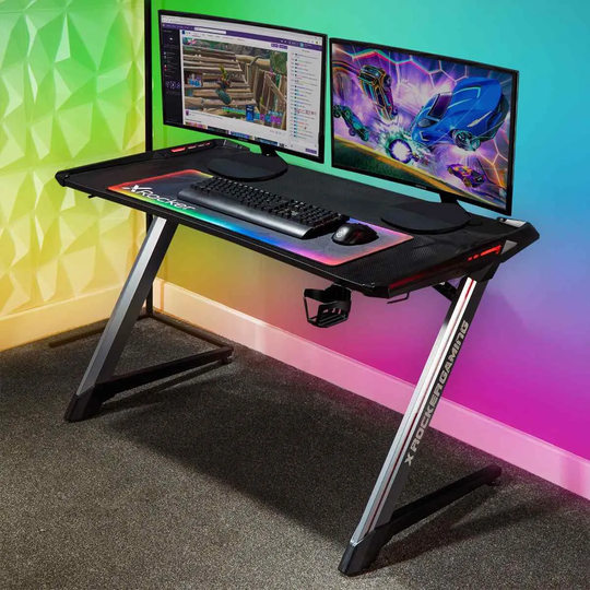 X Rocker X Rokcer Lynx Ultimate Gaming Desk With Vibrant RGB LED Side Lighting