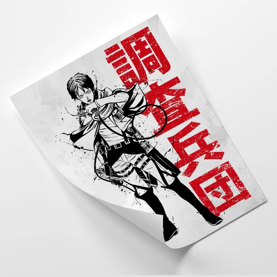 Poster, Samurai With Japanese Characters
