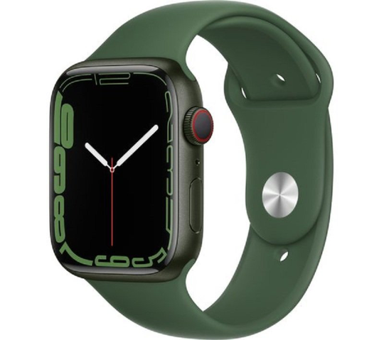 Apple Watch Series 7 GPS + Cellular, 45mm Green Aluminium Case with Clover Sport Band - Regular