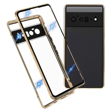 Google Pixel 6 Pro Magnetic Case with Tempered Glass Back - Gold