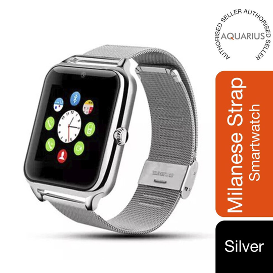 (Silver) Aquarius GT08 Milanese Strap Bluetooth Smartwatch