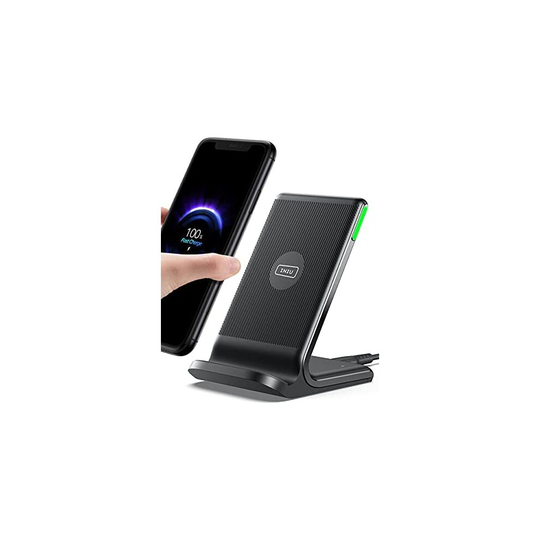 INIU Wireless Charger, 15W Fast Wireless Charging Stand Qi-Certified with Sleep-friendly Adaptive Light & Dual Charging Modes for iPhone 13 12 11