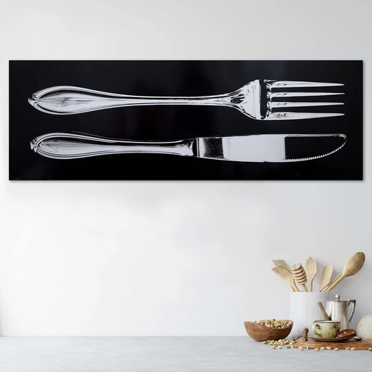 Canvas Print Cutlery Fork Knife Silver