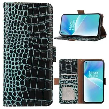 Crocodile Series OnePlus Nord 2T Wallet Leather Case with RFID - Green