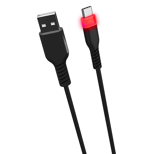 Raiden USB C 3m Charging & Transfer Cable with Supersoft Anti Knot Cable & LED Backlight For PS5 Controller - Black