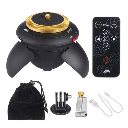 RGBS Mini Electric Tripod Head Panorama Head 360° Rotation Time Lapse for Selfie Stick Smartphones for GoPro Action Camera Pocket Camera