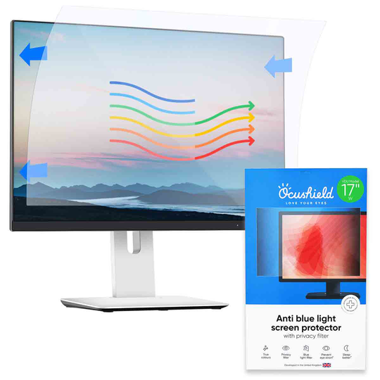 Ocushield Laptop Screen Protector VDU Model 17inch W (16:10) (368 x 230mm) - Film (Privacy + Anti-glare, Anti-bacterial, Blue light)