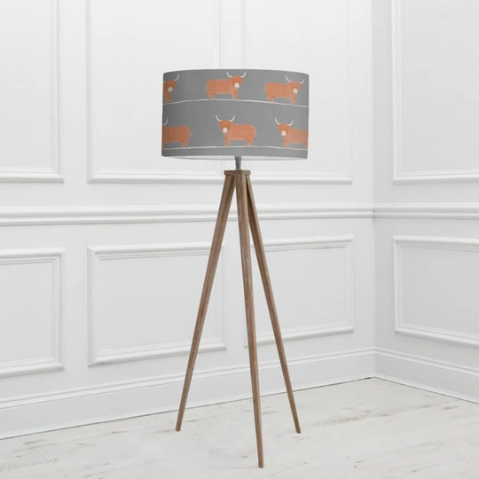 Aratus Tripod Floor Lamp With Dougal Granite Shade - D52cm