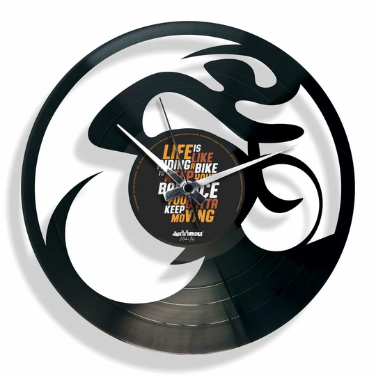 Scattofisso Vinyl with Fixed Gear Bike 30cm Silent Wall Clock